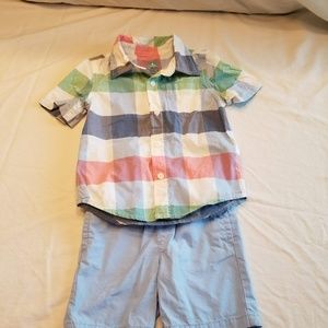 3T Plaid button up and shorts Baby Gap
